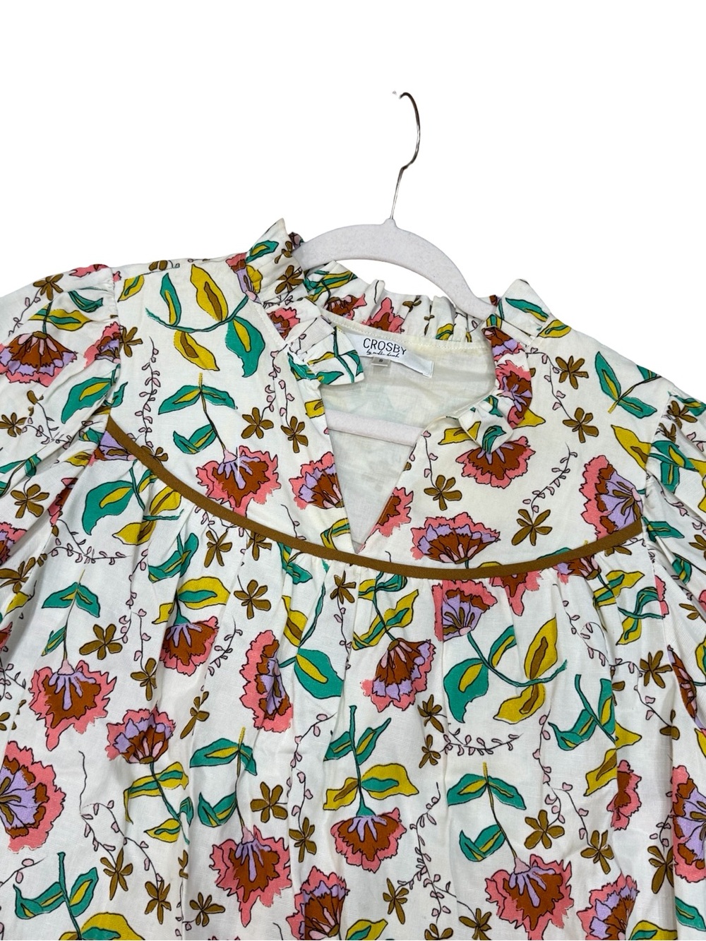 πΈβ CROSBY by Mollie Burch Rosie Top β Woodcut Floral Print Size Small - Picture 9 of 10